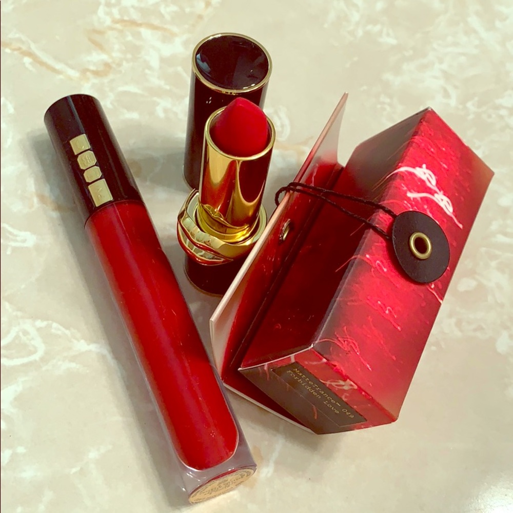 Pat McGrath Labs red lipstick and lip gloss